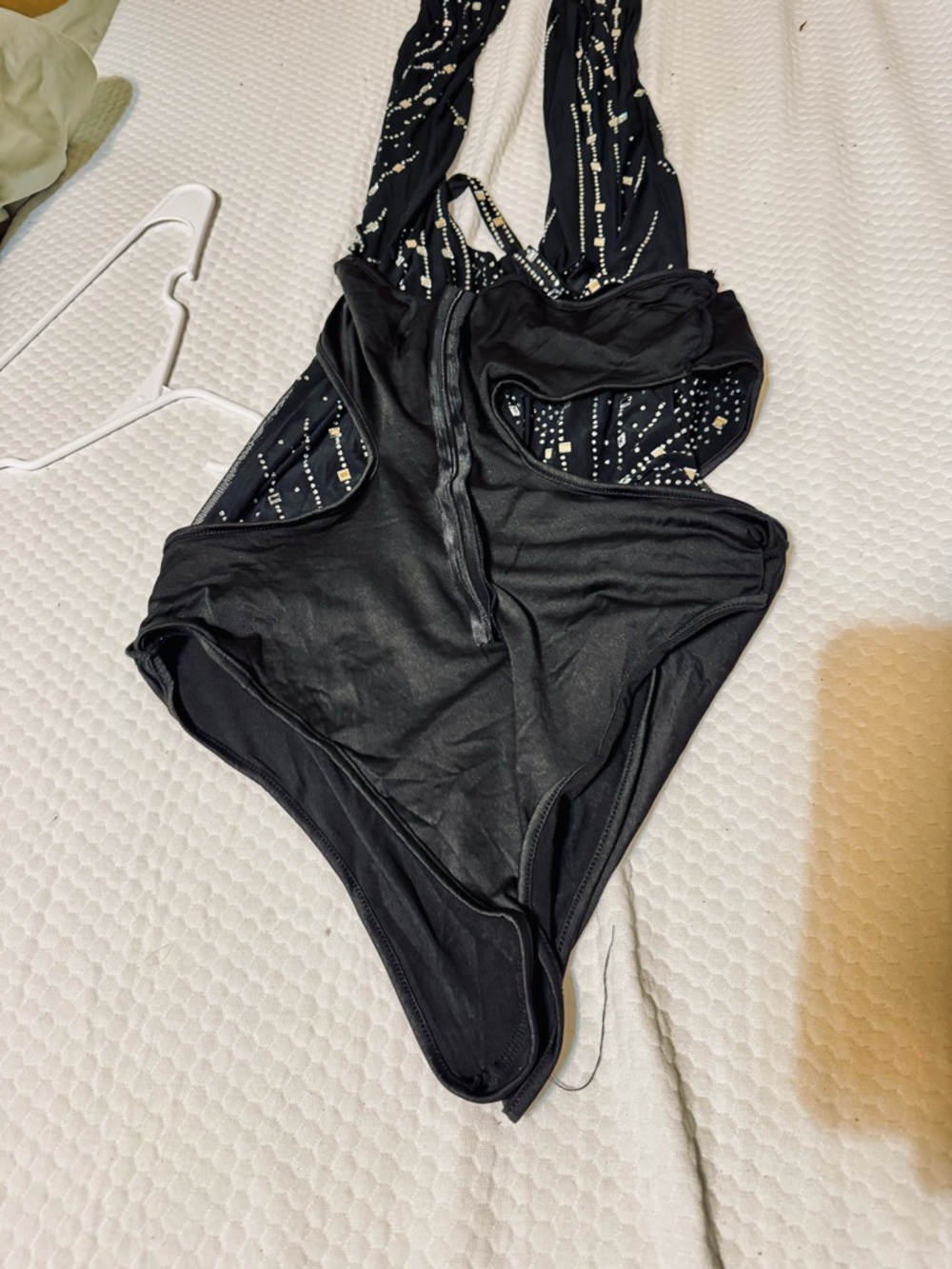 Black Rhinestone Cutout Jumpsuit XXL Glam Sparkle Bodycon One Piece - Picture 9 of 10